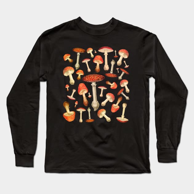 Fly Agaric Mushrooms, Long Sleeve T-Shirt by TheGrinningSkull